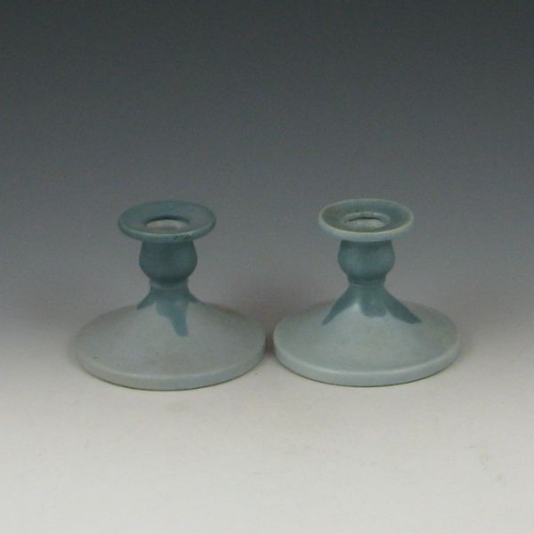 Pair of Roseville Carnelian I Candle 14342f