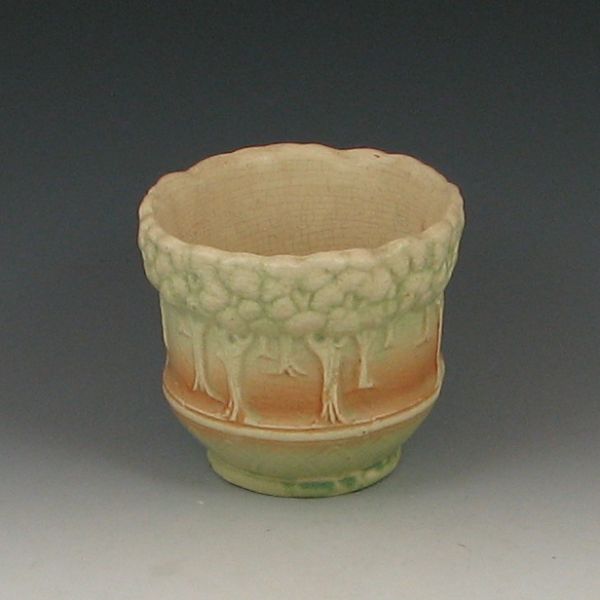 Decorated Flower Pot ivory green and