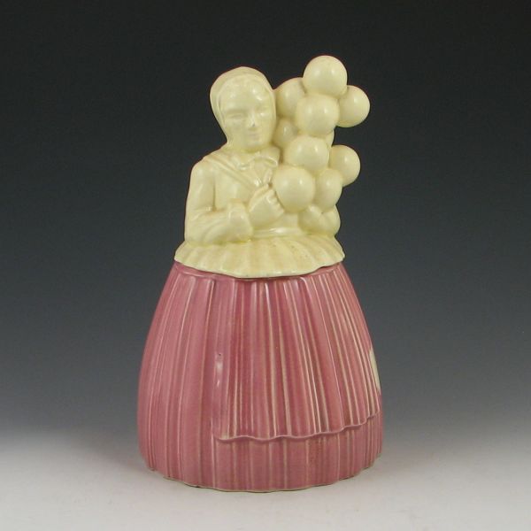 Pottery Guild Cookie Jar ivory and pink