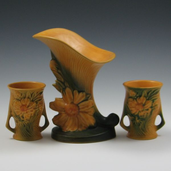 Two (2) Roseville Peony Vases and