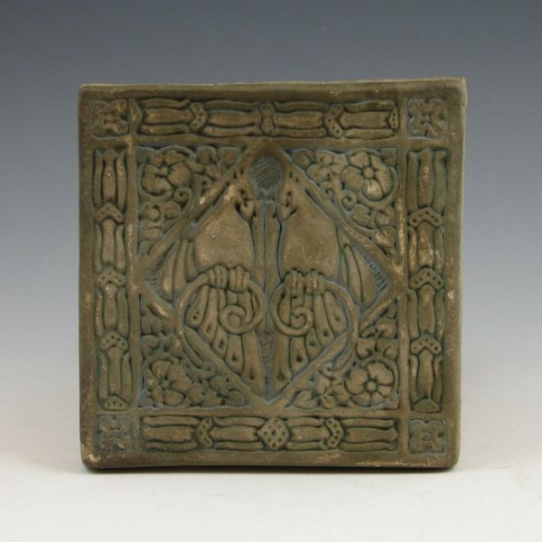 Batchelder tile with birds Marked 143bcb