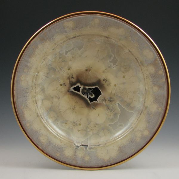 Studio pottery charger with gilt 143bda