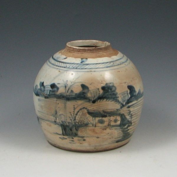 Blue Canton Export Stoneware Ginger
