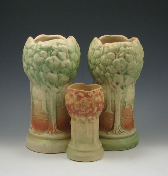 Three 3 Brush McCoy Bon Ton Vases 143c40