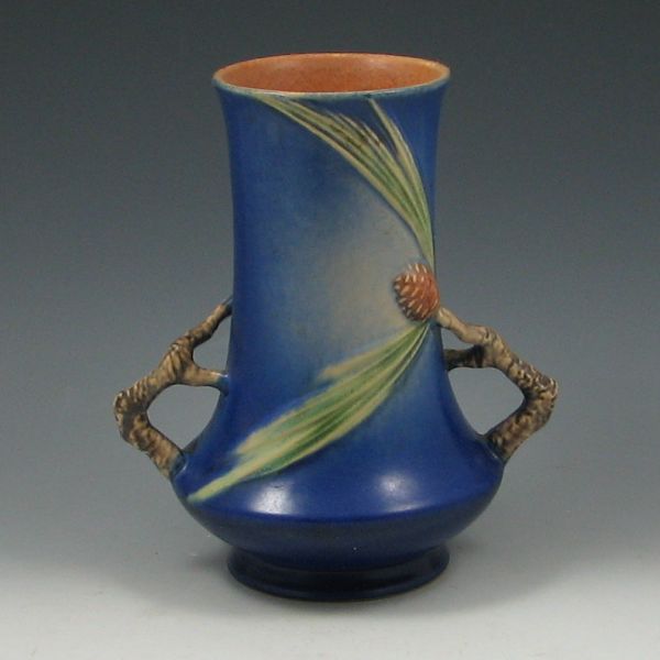 Roseville Pine Cone 8 Vase blue 143c7f