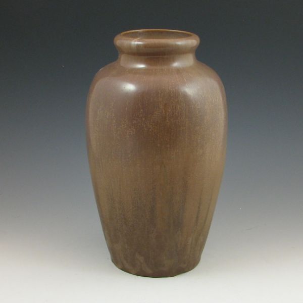 Fulper vase in speckled matte brown.