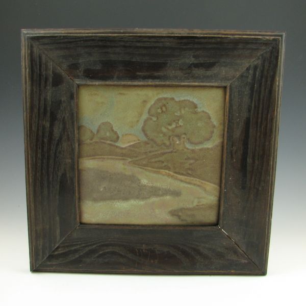 Gueby scenic tile in wood frame  143d17