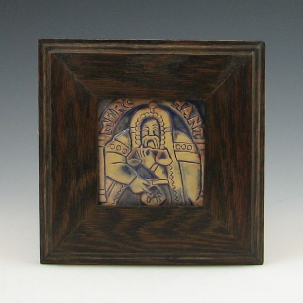 Moravian framed tile of a merchant