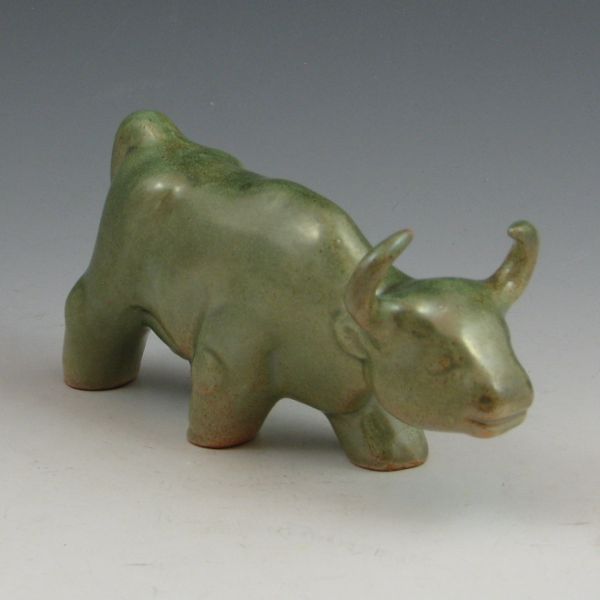 Shearwater bull figurine in green