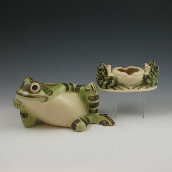 Brush reclining frog planter and ashtray.