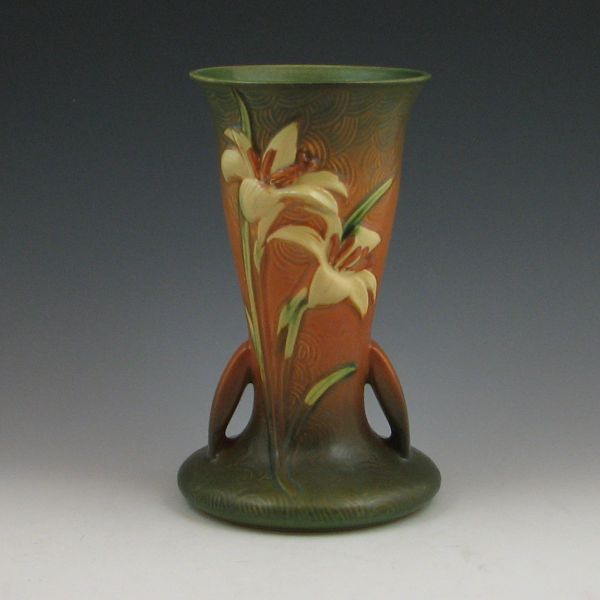 Roseville Zephyr Lily vase in brown 144216