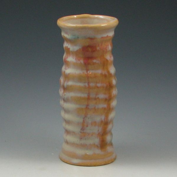 Hull early stoneware ribbed vase  14425b
