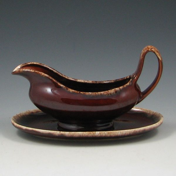 Hull Mirror Brown Gravy Bowl and Saucer