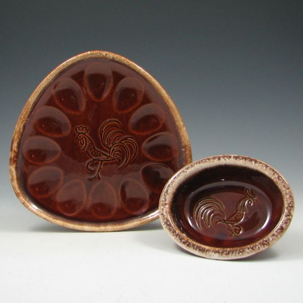 Hull Mirror Brown Deviled Egg Platter