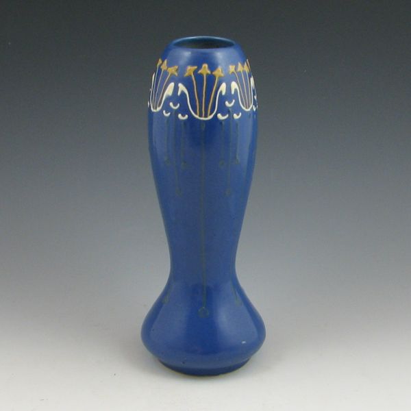 Roseville blue Aztec 19-9'' vase