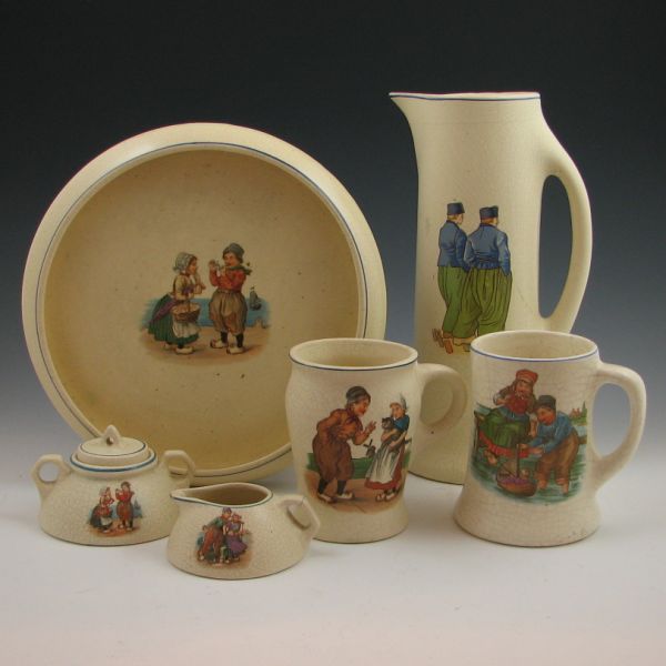 Six pieces of Roseville Dutch Creamware 144589