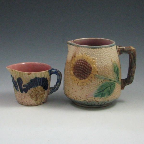 Tenuous Majolica Creamer and Etruscan 1449d4