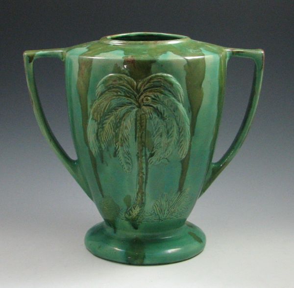 Art Pottery Palm Tree Trophy Vase marked