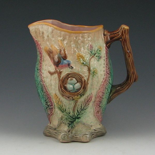 Majolica Early Bird Pitcher unmarked 144a19