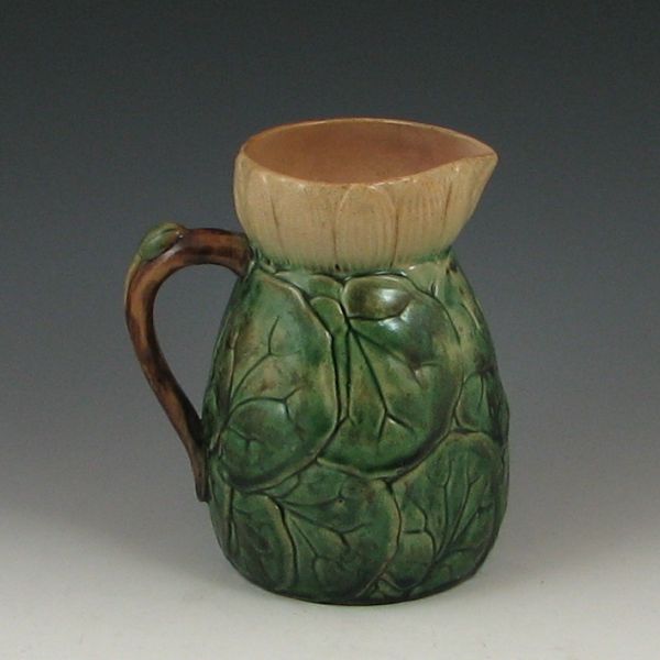 Majolica Leaf Pitcher unmarked 7 1/4h