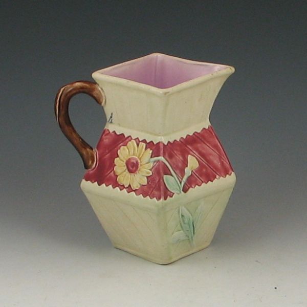 Majolica Square Flowered Pitcher