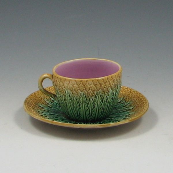 Majolica Pineapple Cup and Saucer 144a2b