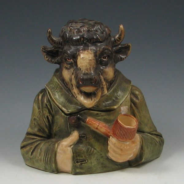 Majolica Buffalo Humidor marked