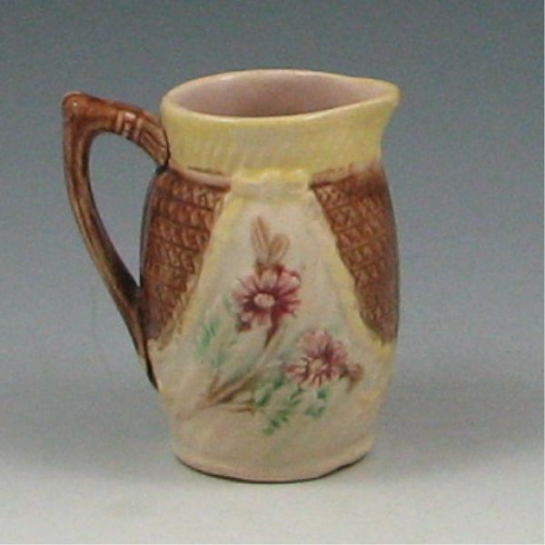 Majolica Fluted Flowered Pitcher marked