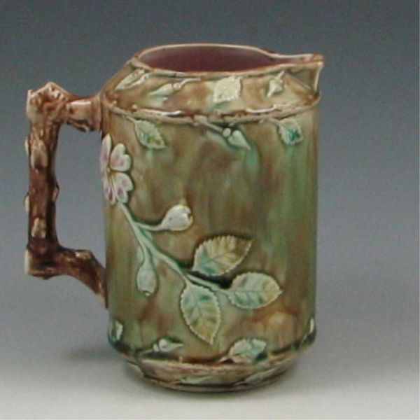 Majolica Mottled Floral Pitcher 144a4f