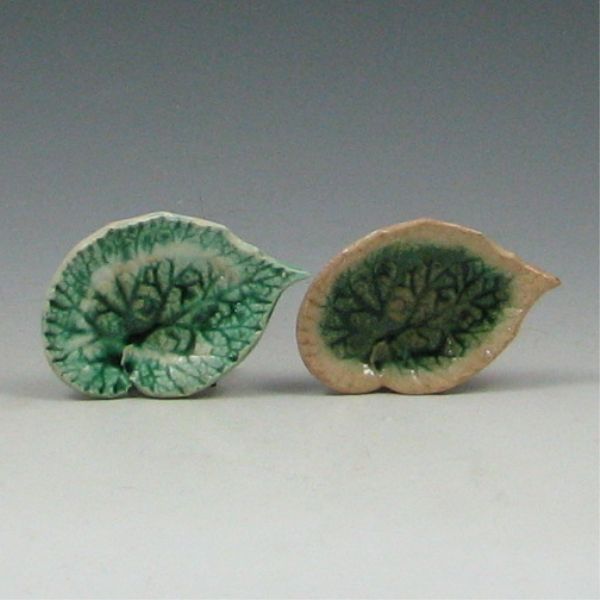 Two (2) Majolica Begonia Leaf Butter