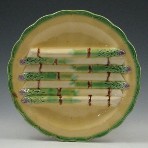 Majolica Asparagus Dish marked 144a68