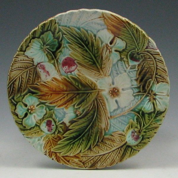 Majolica Flowered Dish unmarked 144a72