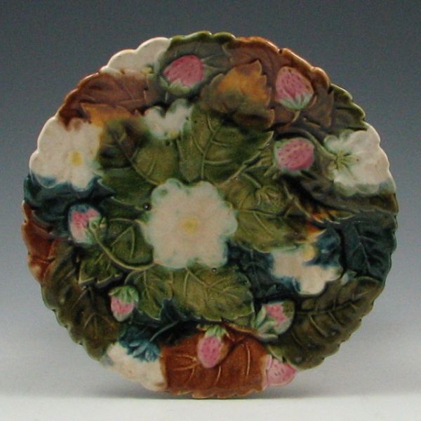 Majolica Flowered Dish marked with 144a78