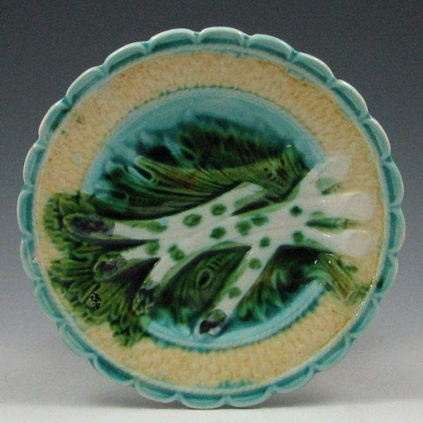 Majolica Asparagus Dish marked 144a74