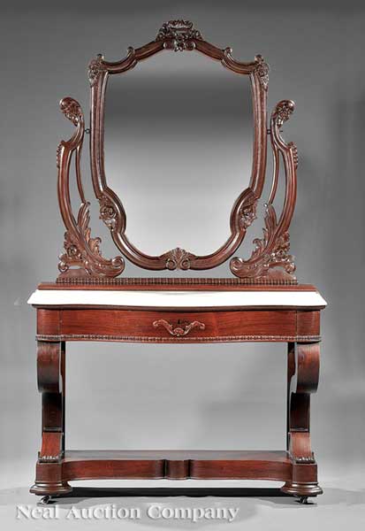 A Fine American Rococo Carved Rosewood