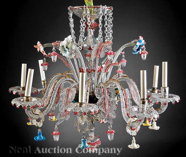 An Antique Venetian Glass Eight-Light