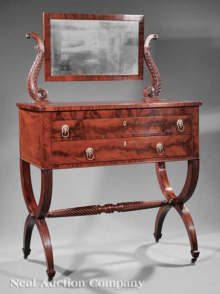 An American Classical Carved Mahogany