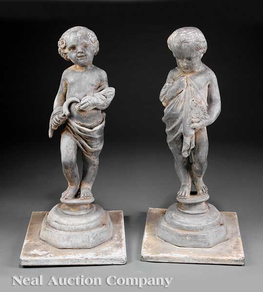 A Pair of Antique Lead Garden Figures