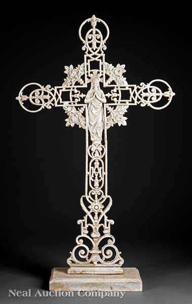 A French Cast Iron Crucifix dedicated 14262d