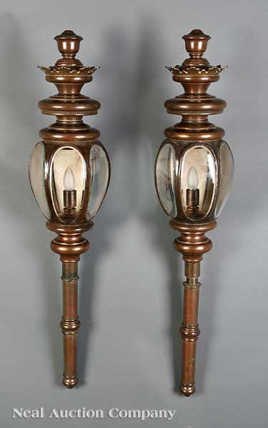 A Pair of Large Patinated Brass