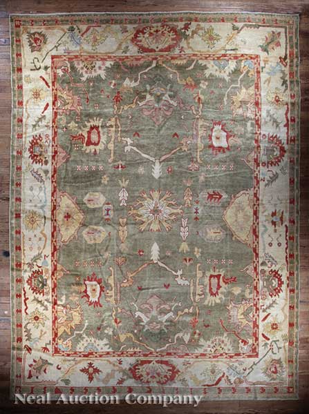 An Oushak Rug muted greens blues 14267b