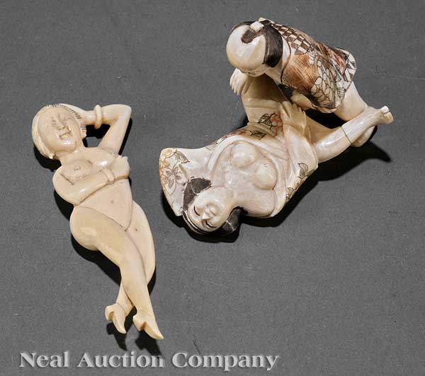 Two Japanese Ivory Figural Okimono 1426b3