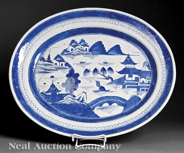 A Chinese Canton Blue and White