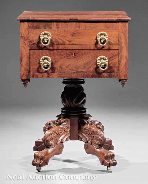 An American Classical Carved Mahogany