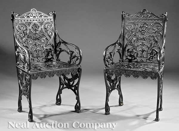 A Pair of American Cast Iron Armchairs 142775