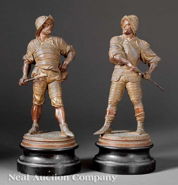 A Pair of English Patinated Metal Figures