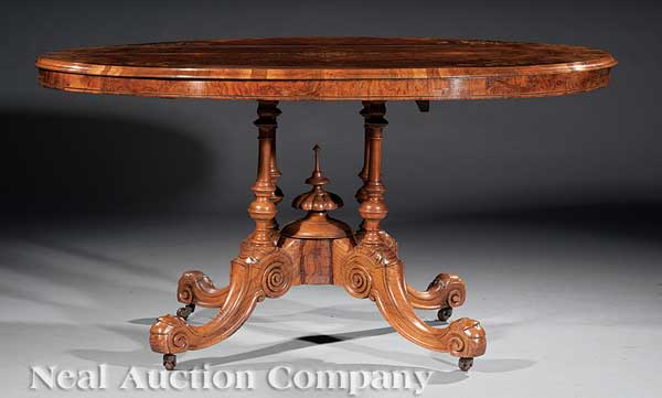 A Victorian Burled Walnut Loo Table 1427c9