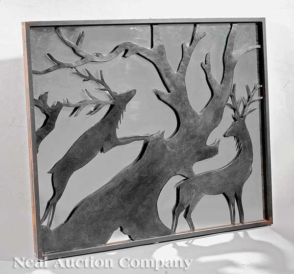 An Art Moderne Iron Mirror with