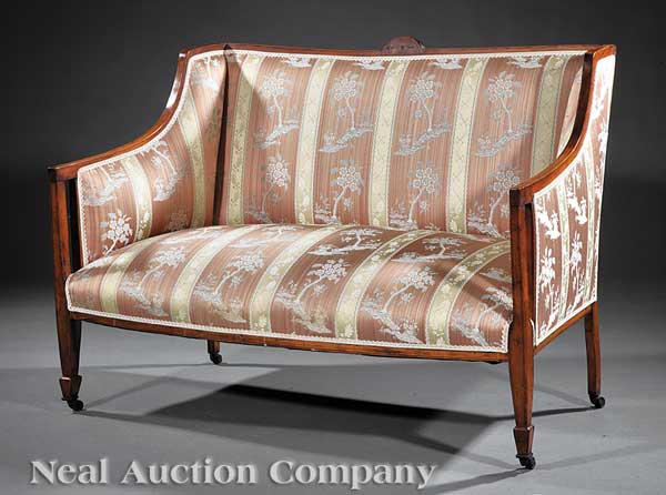 An Edwardian Inlaid Satinwood Settee