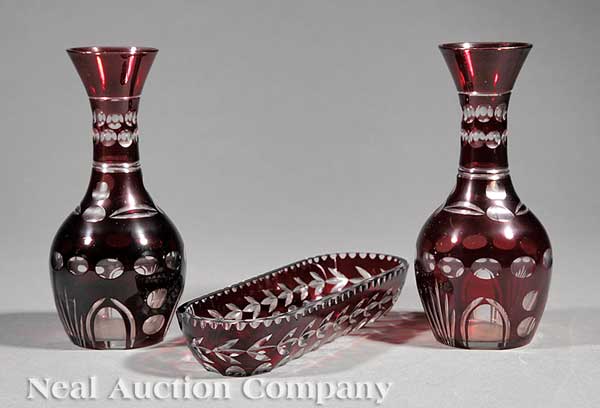 A Group of Bohemian Ruby Overlay 142842